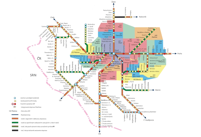 Mapa železničních tratí v Plzeňském kraji