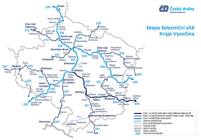 Mapa železničních tratí