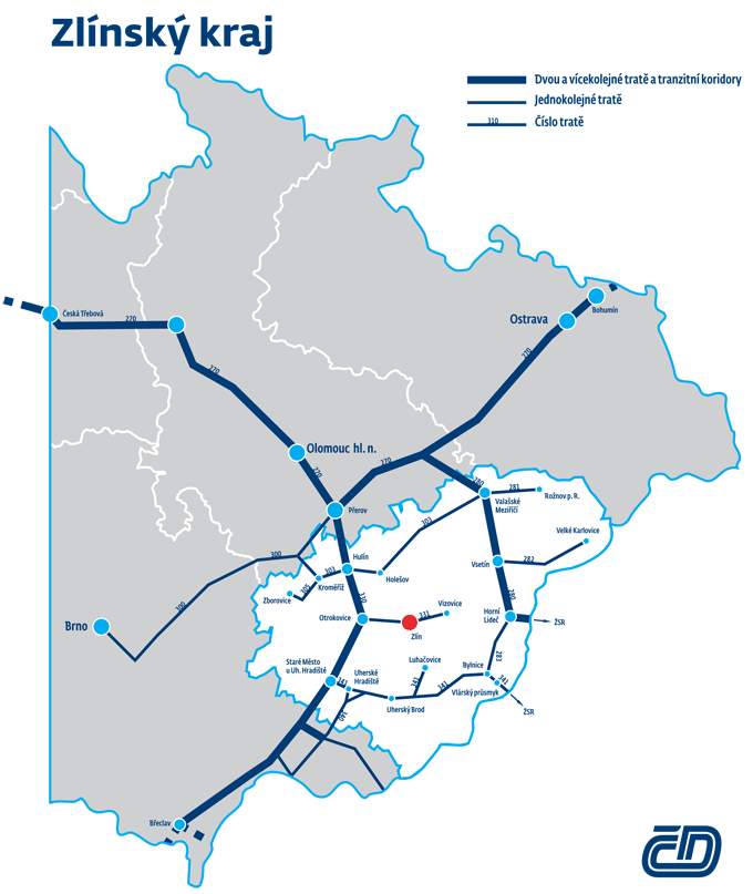 Mapa železničních tratí